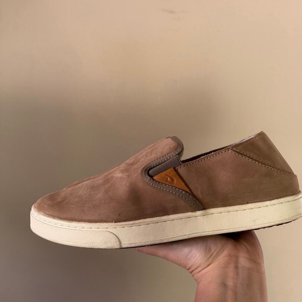 Olukai Shoes Womens 9 Taupe Brown Pehuea Heu Shearling Slip On Sneakers Comfy